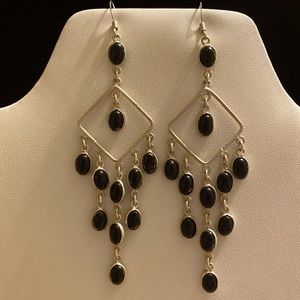 Silver and onyx earrings